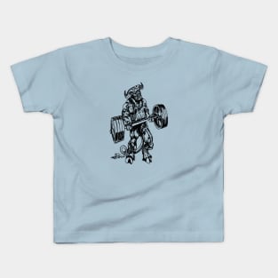 SEEMBO Devil Weight Lifting Barbell Fitness Gym Lift Workout Kids T-Shirt